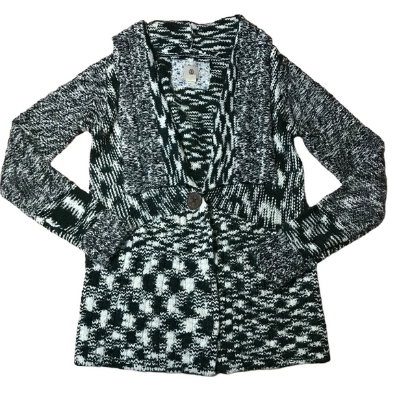 Element Black White Knit Snap Down Cardigan Sweater - Women’s Medium - Picture 6 of 11